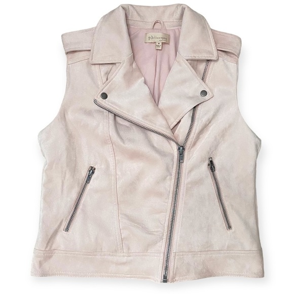 Philosophy Pink Faux Suede Moto Vest - Medium - Picture 1 of 9